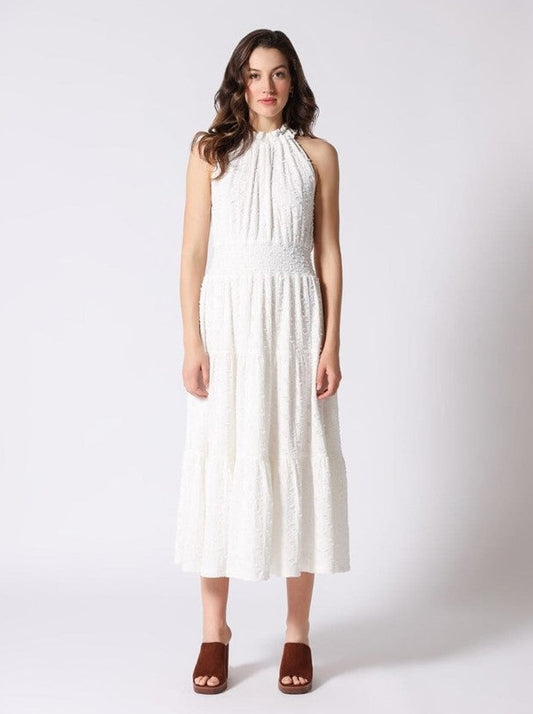 Halter-Neck Sleeveless Perforated Dress w/ Lining