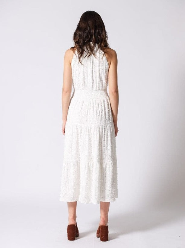 Halter-Neck Sleeveless Perforated Dress w/ Lining