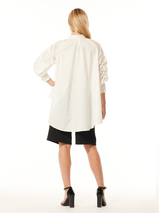 High-Low Blouse with Shirring Sleeve